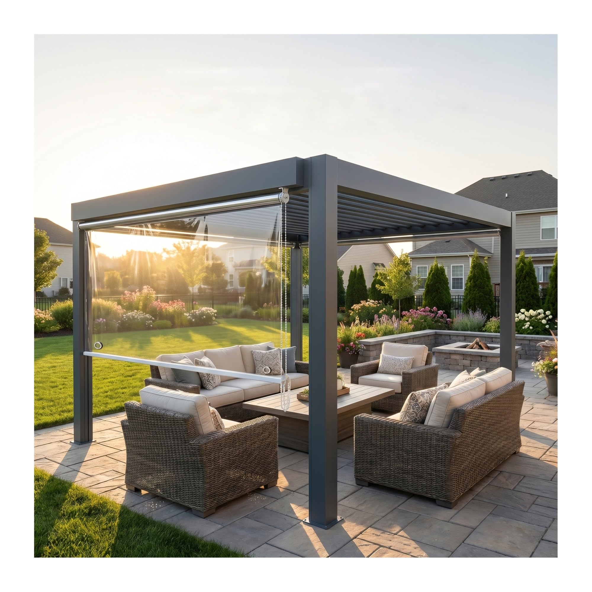 Clear Outdoor Roller Shades Blinds Clear PVC Blind Roll up Shade,HD Transparent Roll Up Curtain ，for Outdoor Pergola Patio Balcony, with eyelets，0.5mm Thickened(W100*H160cm/W39.37*H62.9in)
