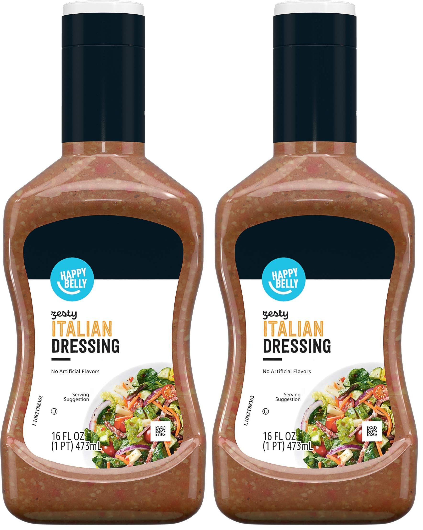 Amazon Brand - Happy Belly Zesty Italian Dressing, 16 fl oz (Pack of 2)