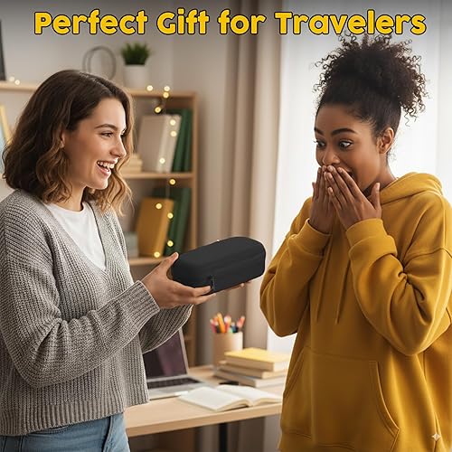 Miniatura 7 de Estuche doble para lentes, funda rígida para gafas, organizador de lentes de sol de viaje con ranura ajustable y clip para hombres y mujeres