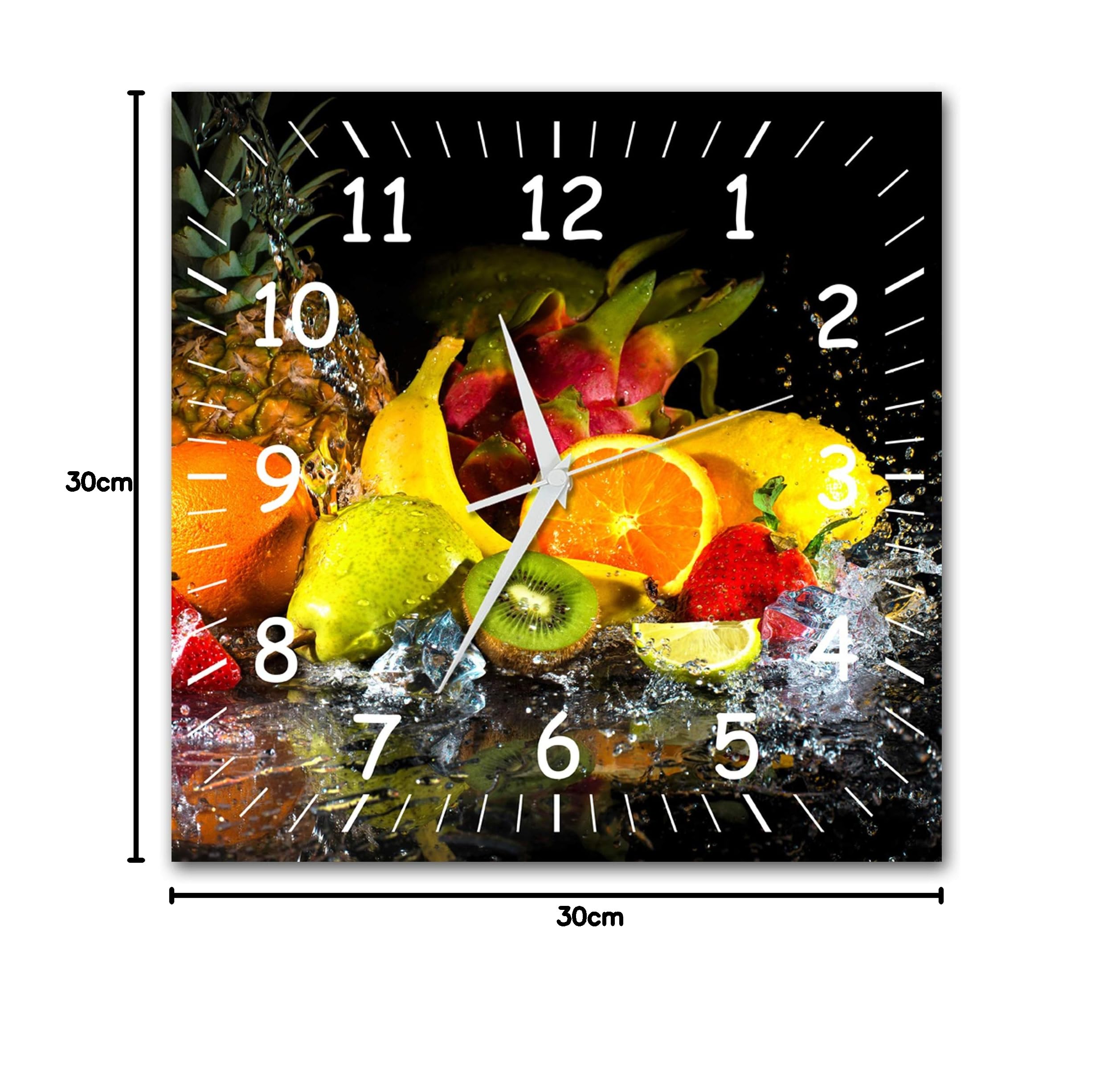 BM Funk Quarz Wanduhr Funkwanduhr Funkwanduhren Funkuhr Funkuhren kein Ticken lautlos geräuschlos leise modern ohne Tickgeräusche Gross XXL Wohnzimmer Küche Obst 9305-1a WZ