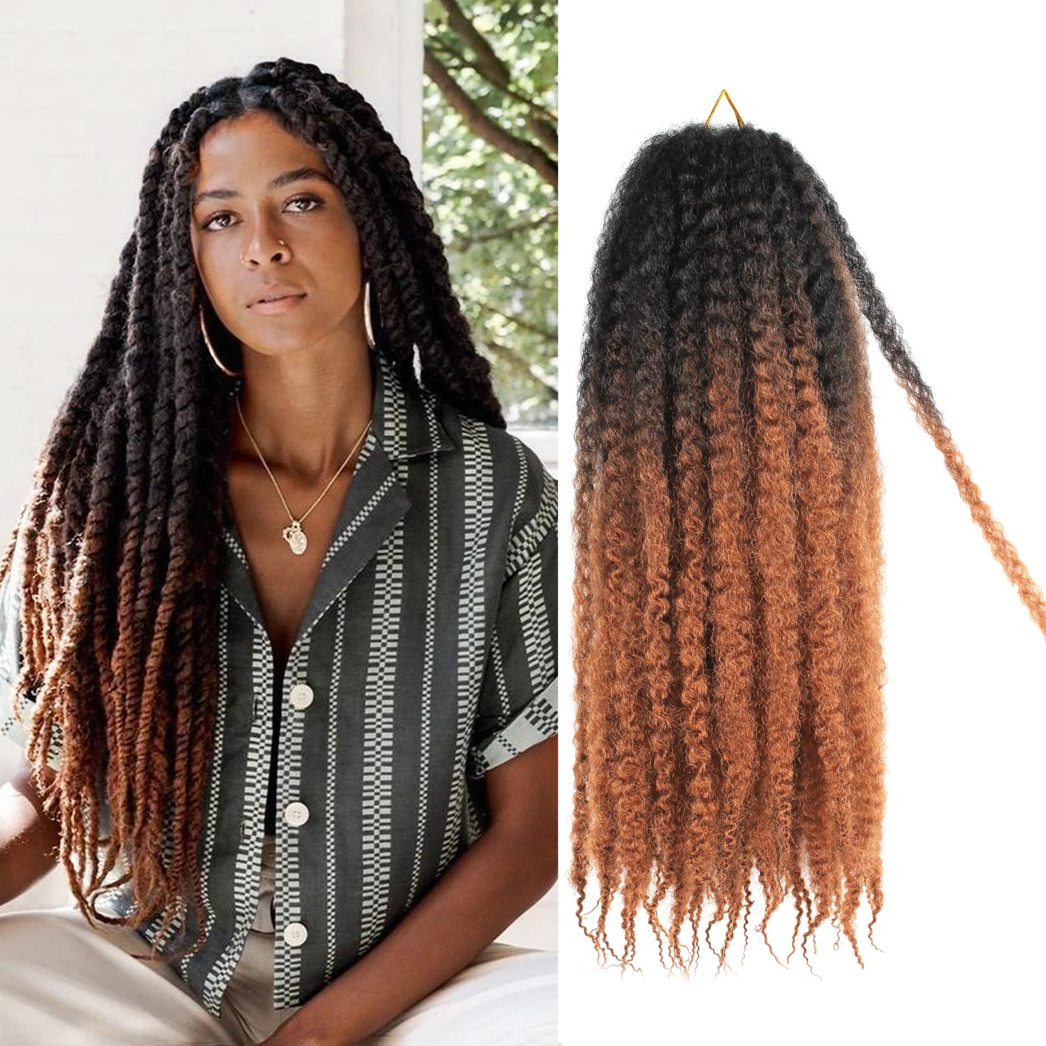 Marley Twist Braiding Hair 18 Inch Marley Hair 8 Packs Kinky Twist Hair Extensions for Afro Kinky Curly Braiding Soft and Natural Crochet Hair (18