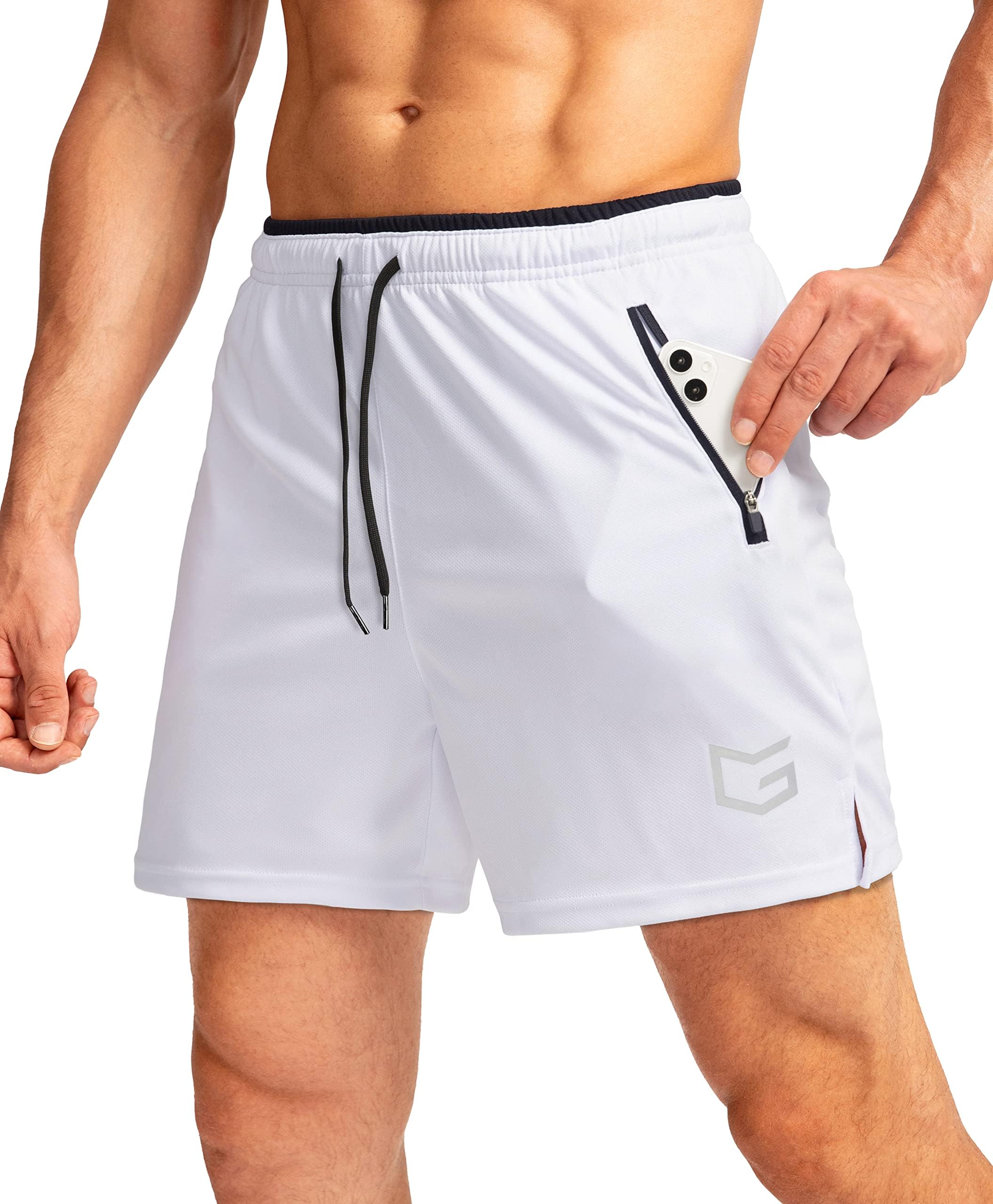 Men's Gym Workout Shorts Zipper Pockets 5" / 7" Quick Dry Breathable Runing Athletic Short for Men