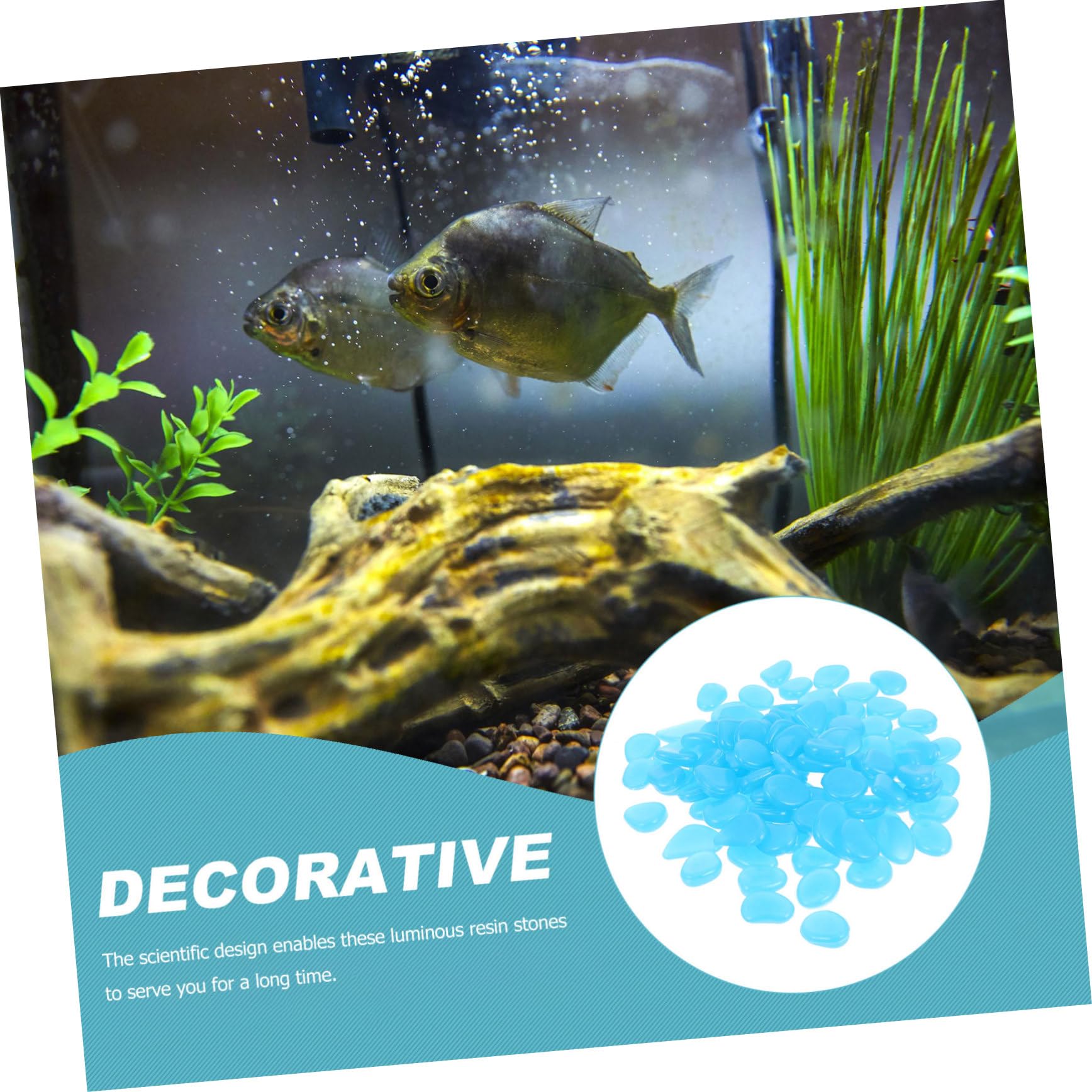 Yardwe 3 Set Ciottoli Pesci D'acquario Ciottoli Del Serbatoio Di Pesce Rocce Luminose Pietre Decorative Pietra Luminosa Pietra Decorativa Dell'acquario Resina Blue 300 Pezzi * 3