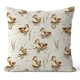FGFK Rustic Mallard Duckling Pillow Covers 18x18, Mallard Duck Nursery Decor, Farmhouse Duckling Farm Animal Decorative Throw Pillow Covers for Kids Room Home Living Room Bedroom