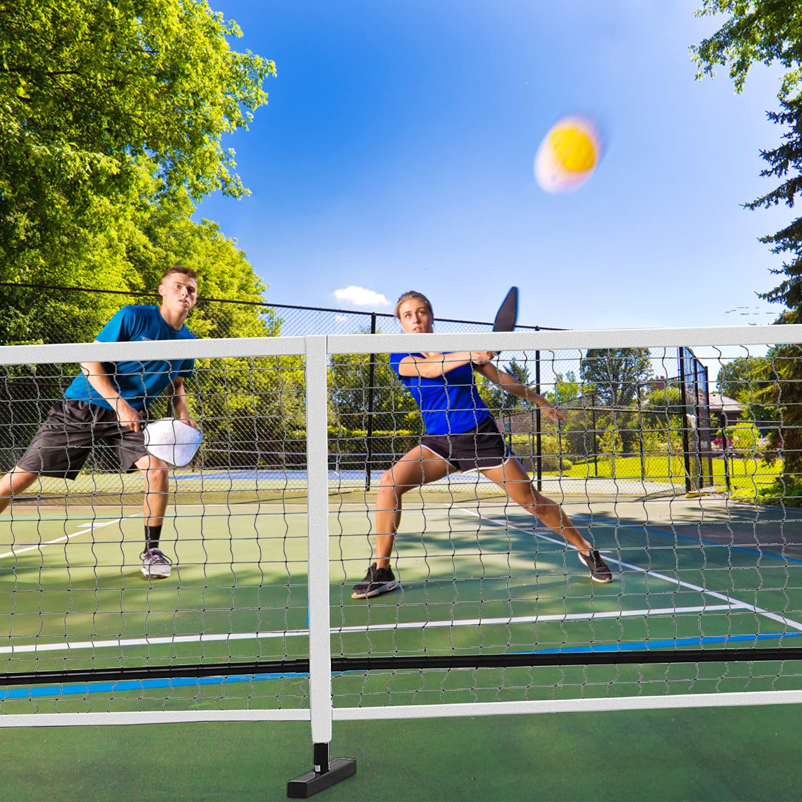LIFEZEAL Red de Pickleball Portátil, 670x92x70cm, Juego de Red de Poliéster con Bolsa de Transporte, Red Deportiva para Bádminton, Tenis, Voleibol para Niños o Adultos para Uso Interior y Exterior