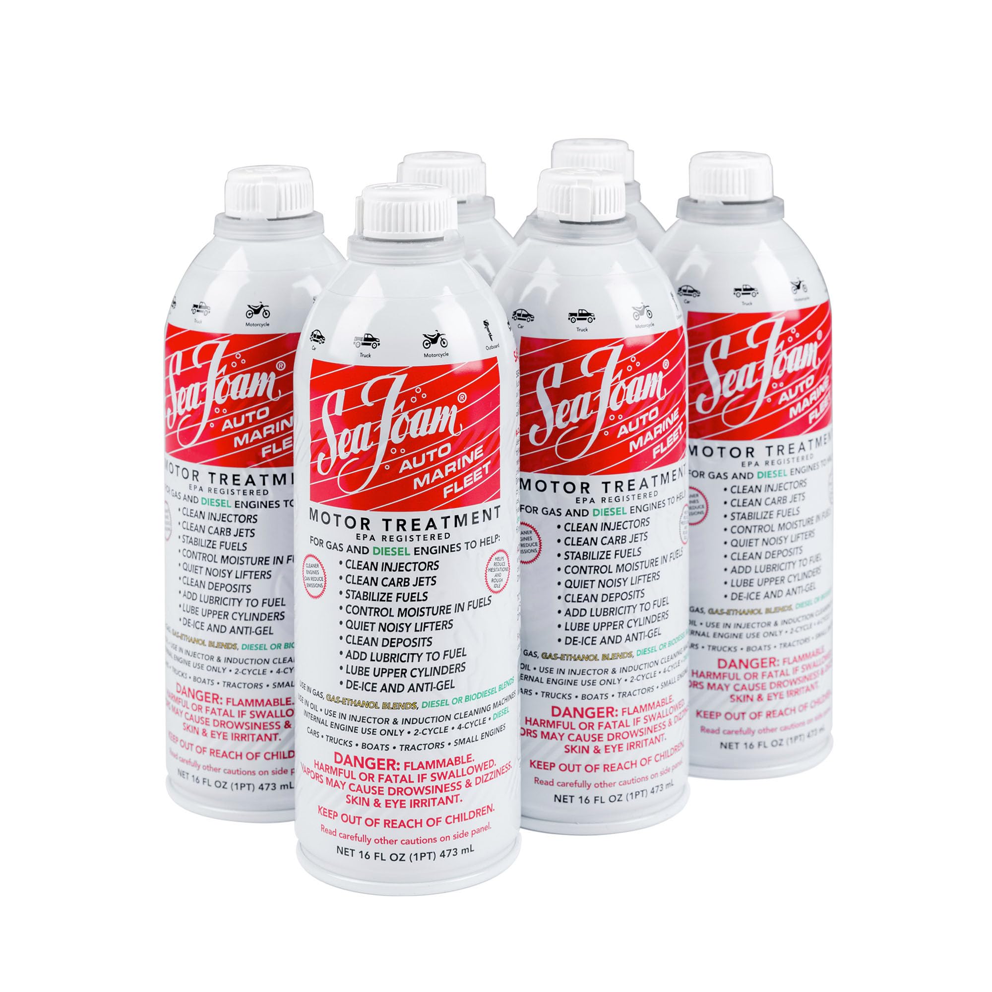 Sea Foam Motor Treatment | Fuel &amp; Oil Treatment | 16 oz, Pack of 6