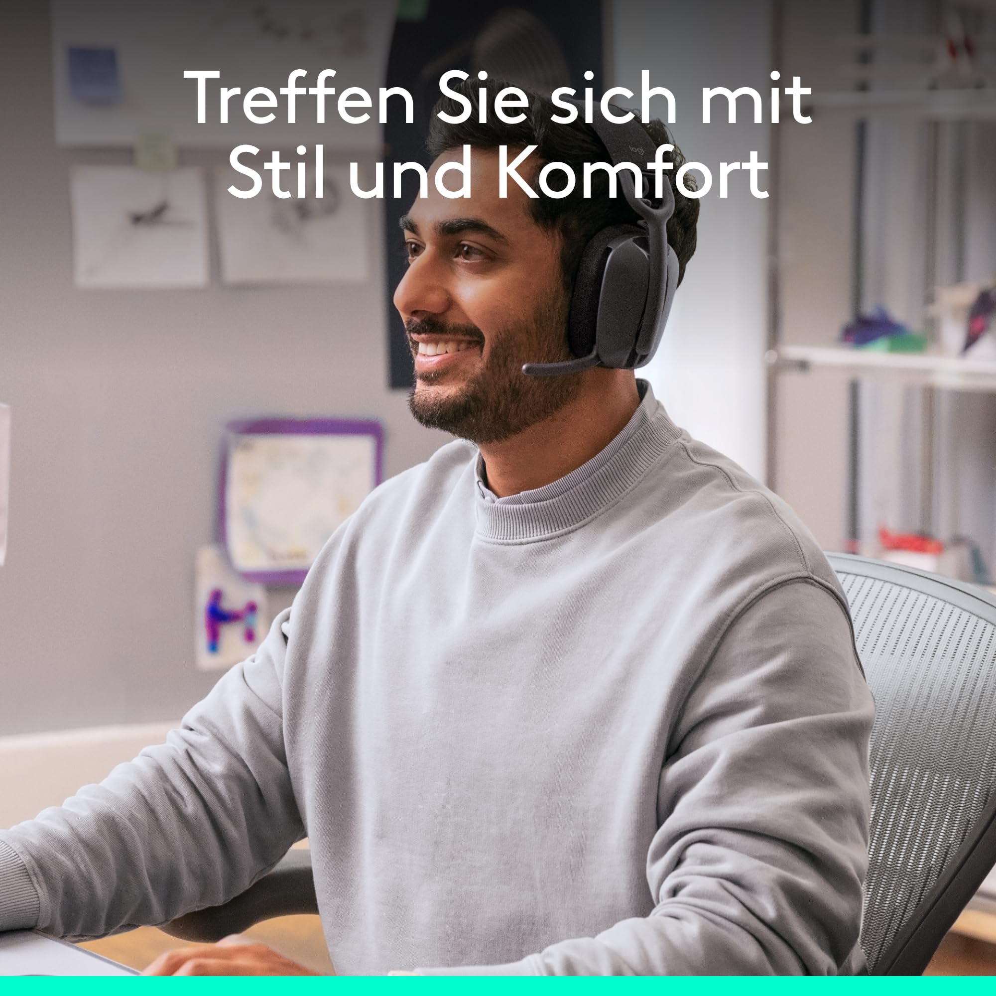 Logitech Zone Vibe Wireless Bluetooth Headset mit Mikrofon mit Geräuschunterdrückung, USB-A, USB-C, für Google Meet, Google Voice, Zoom, Mac/PC - Graphit
