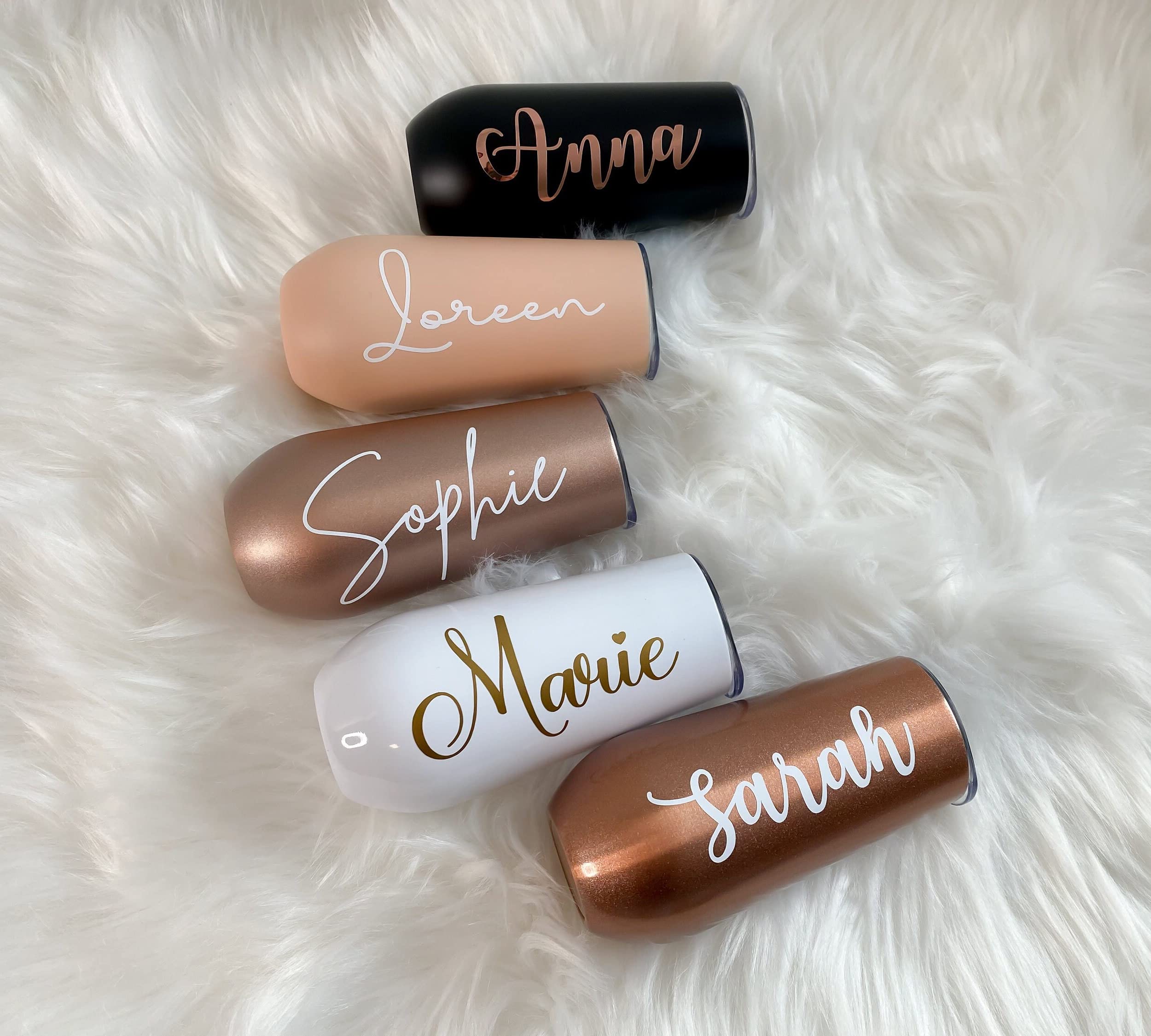 WALLFID Personalisierte Sektgläser Aus Edelstahl - Mit Gravur & Deckel, 6oz Fassungsvermögen