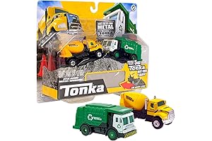 Tonka Mighty Metal Movers Combo: Cement Mixer & Garbage Truck with Drivable...