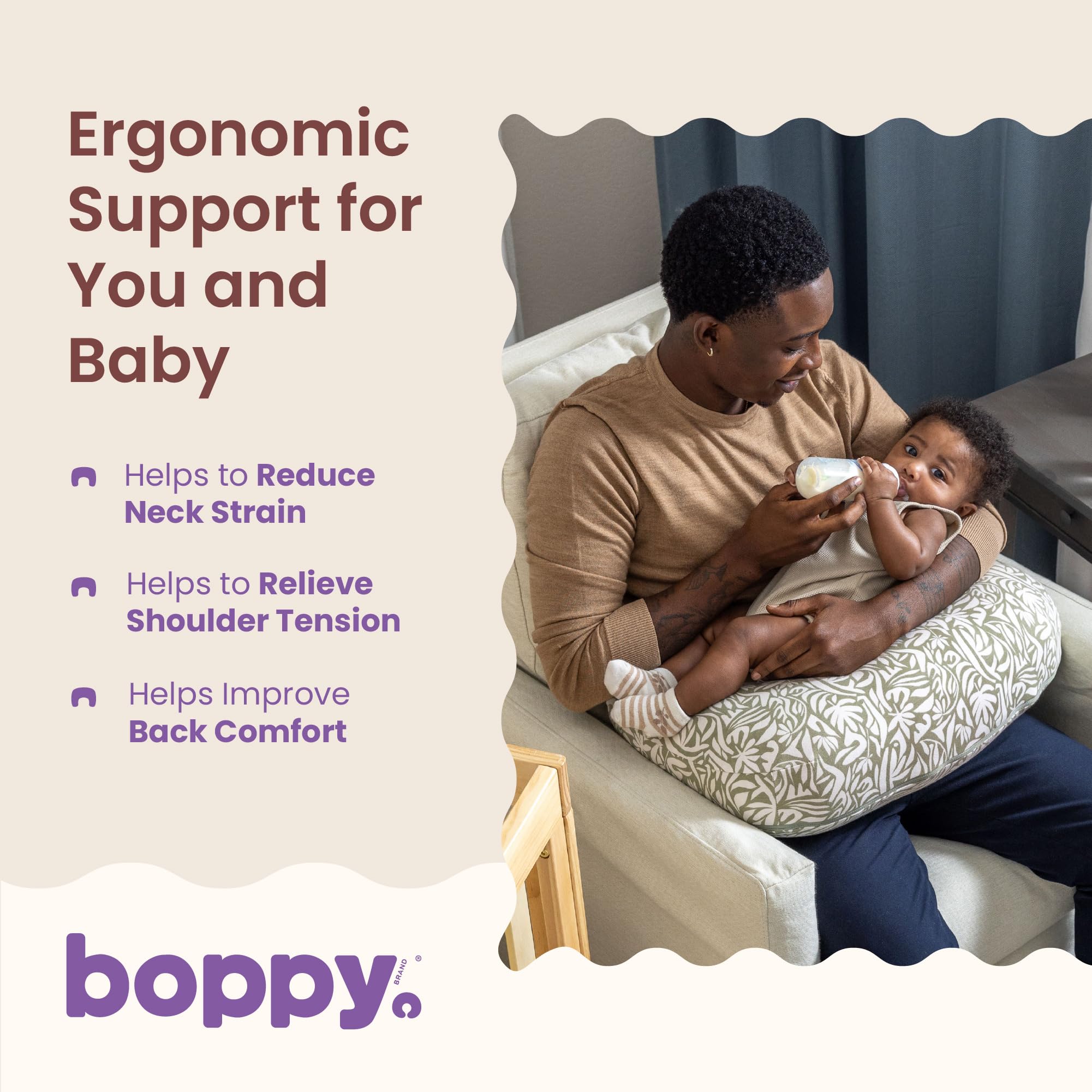 Boppy Cuscino per allattamento, fodera in cotone biologico, supporto