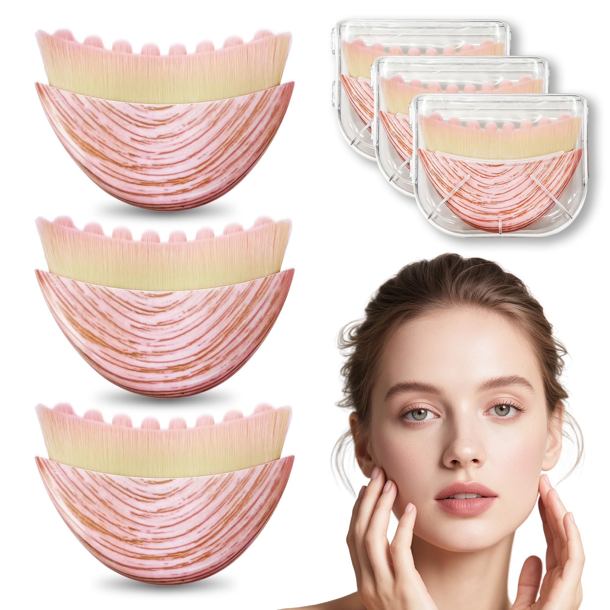 3 PCS Lymphatic Contour Face Brush for Lymphatic Drainage Massager, Gua Sha Facial Tools Ergonomically Designed to Depuffing, Facial Sculpting, Jawline Definition