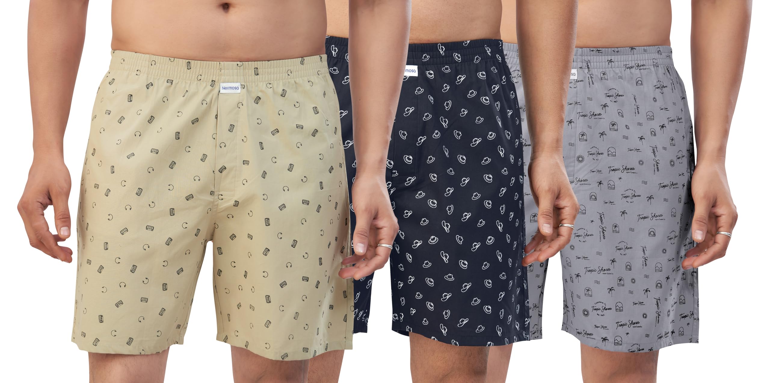 Men's 100% Cotton Boxer Shorts – Soft, Breathable, All-Day Comfort (Pack of 3)