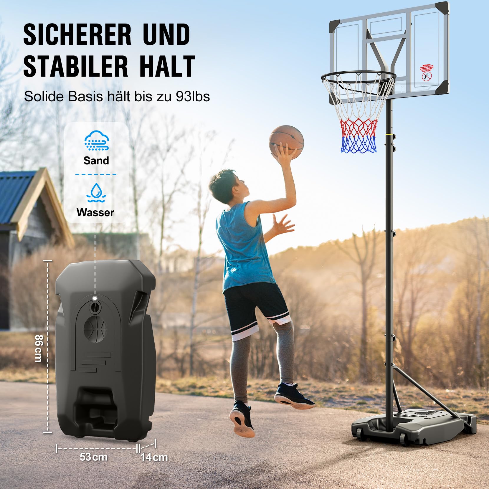 Basketballkorb Outdoor 305cm für Kinder, Jugendliche und Erwachsene