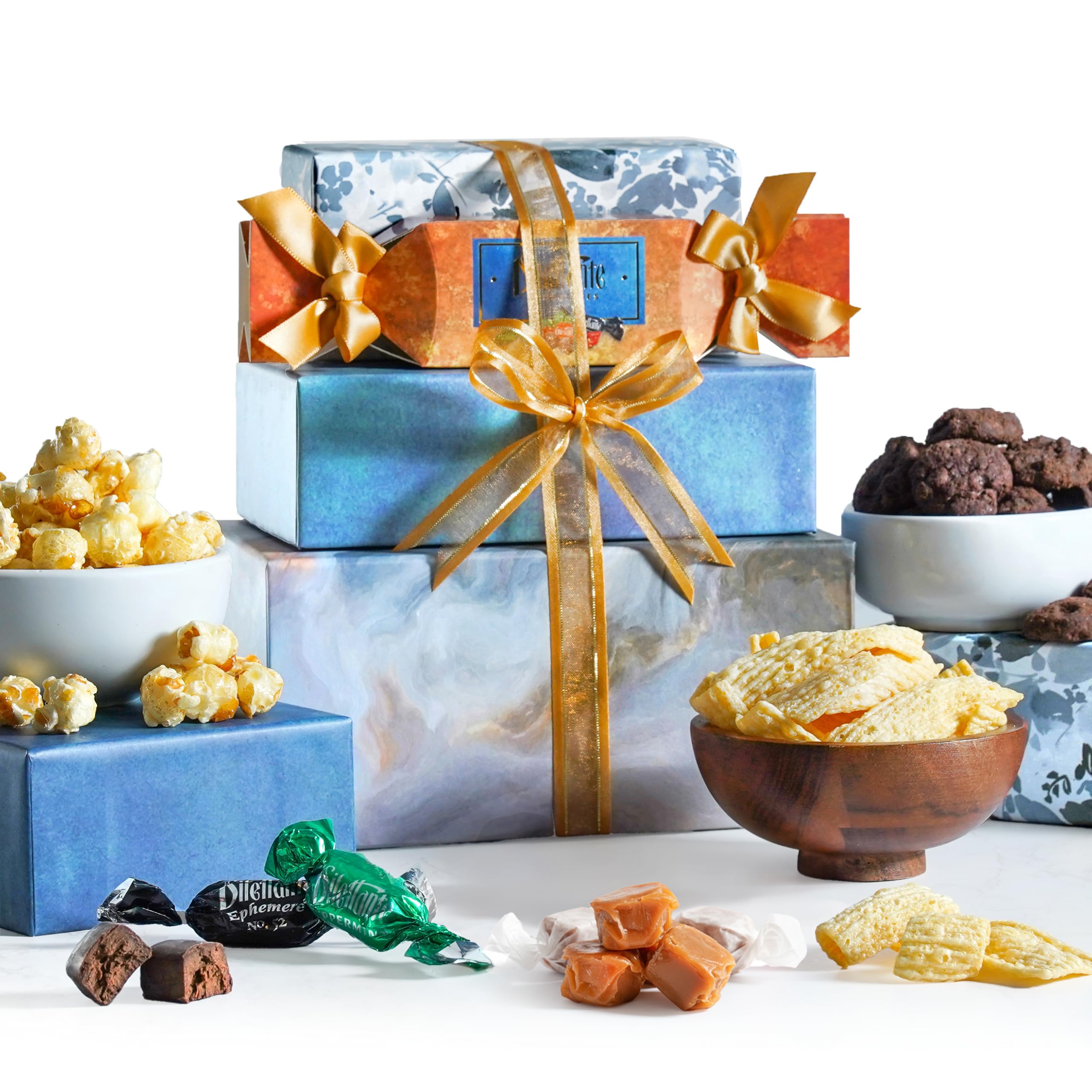 Broadway Basketeers Food Gift Baskets for Holiday Delivery, Men, Women, College Students - Gift With Chocolate Cookies, Popcorn & Candies - Birthday, Thank You, Sympathy or Get Well Christmas Gifts Box