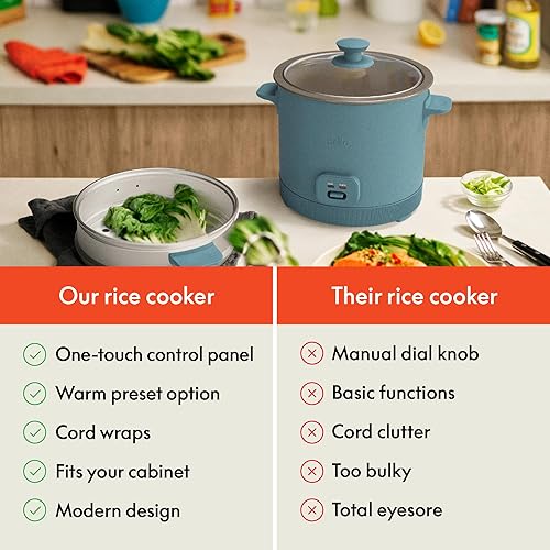 Miniatura 6 de bella Arrocera de 16 tazas con vaporizador, cesta de vapor apta para lavavajillas, paleta de arroz y taza medidora, cuenco de cocina antiadherente