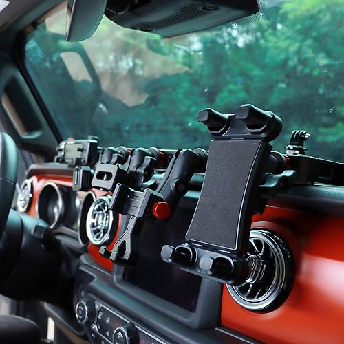 Miniatura 6 de EASEORD Soporte para teléfono compatible con Jeep Wrangler JL JLU y Gladiator JT 2018-2023, soporte para tablero multidispositivo para teléfono,