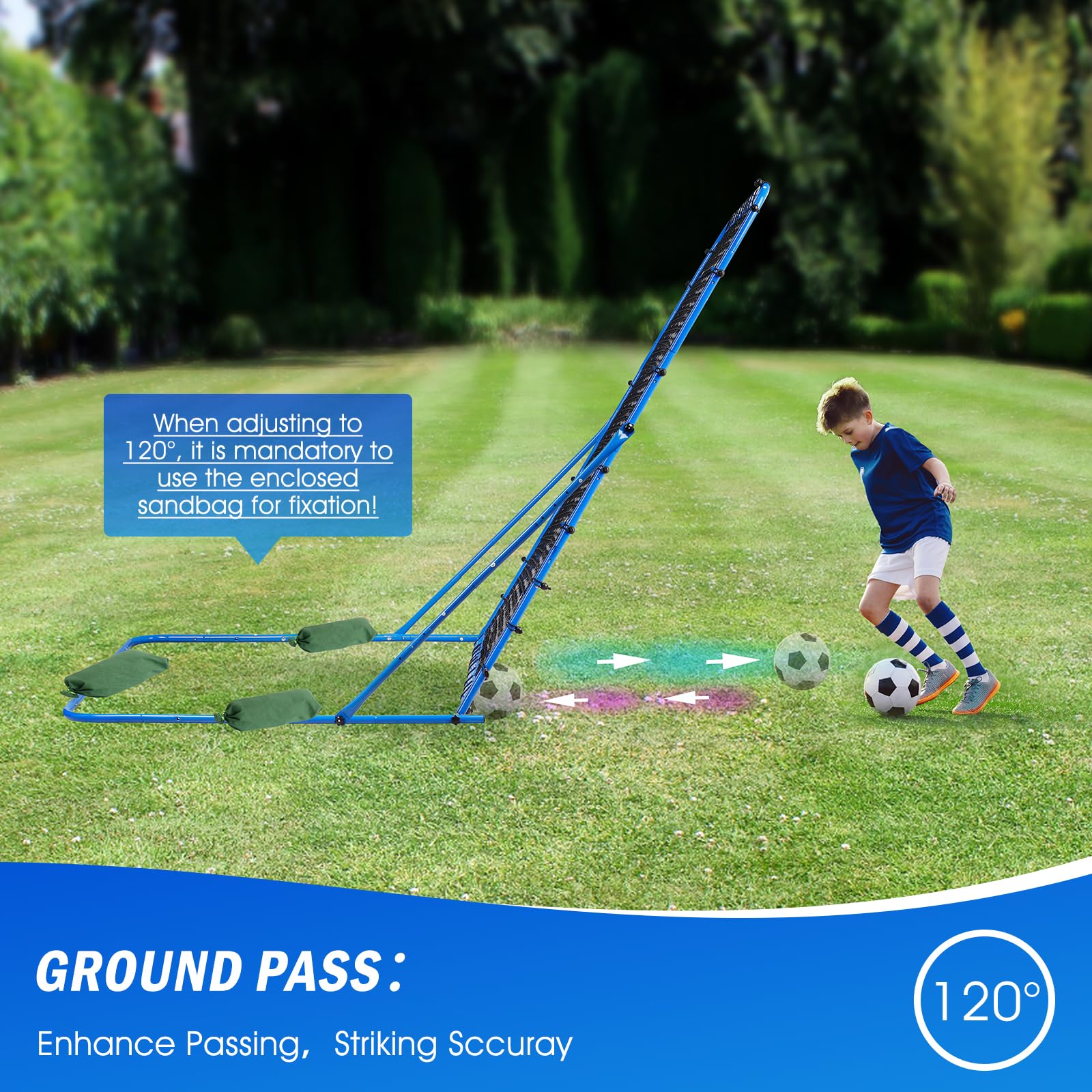 Esta Red de Rebote para fútbol de 7x6 pies, con ángulo de Cambio rápido para Entrenamiento de fútbol para Control, práctica de pases, fácil de Instalar, Ayuda y Equipo de Rebote para niños,