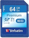 VERBATIM 32GB Premium SDHC Memory Card, UHS-I U1 Class 10, Blue (96871)