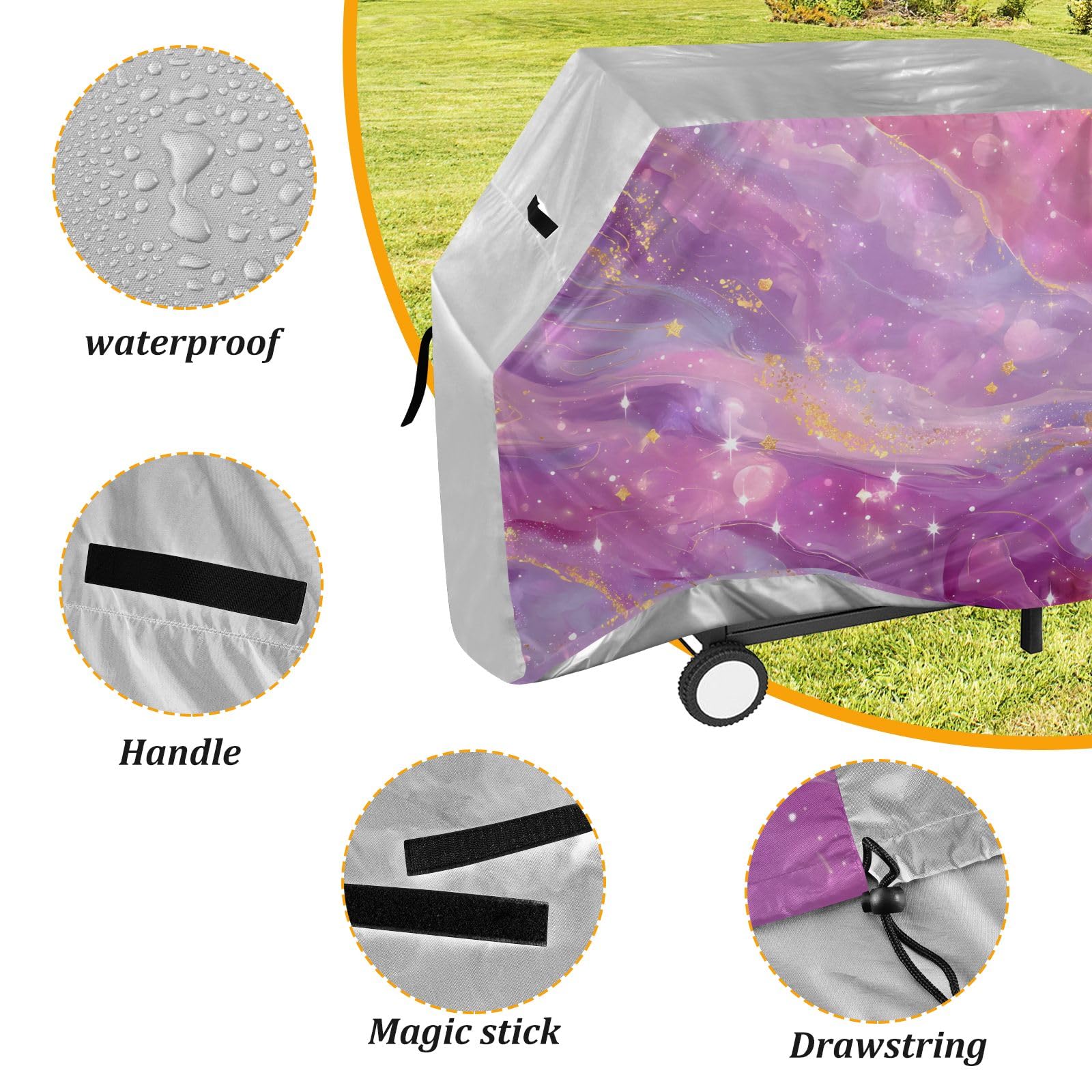 Copertura per barbecue in marmo viola rosa impermeabile resistente per barbecue all'aperto