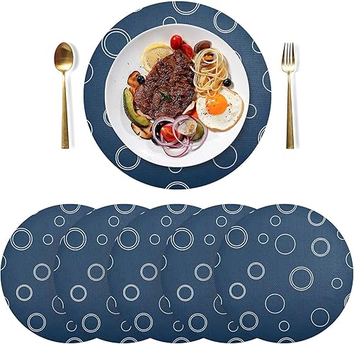 Miniatura 3 de Cute Bubble Navy Blue PVC Placemats, Non Slip Washable Placemats for Kitchen Table one sizex1