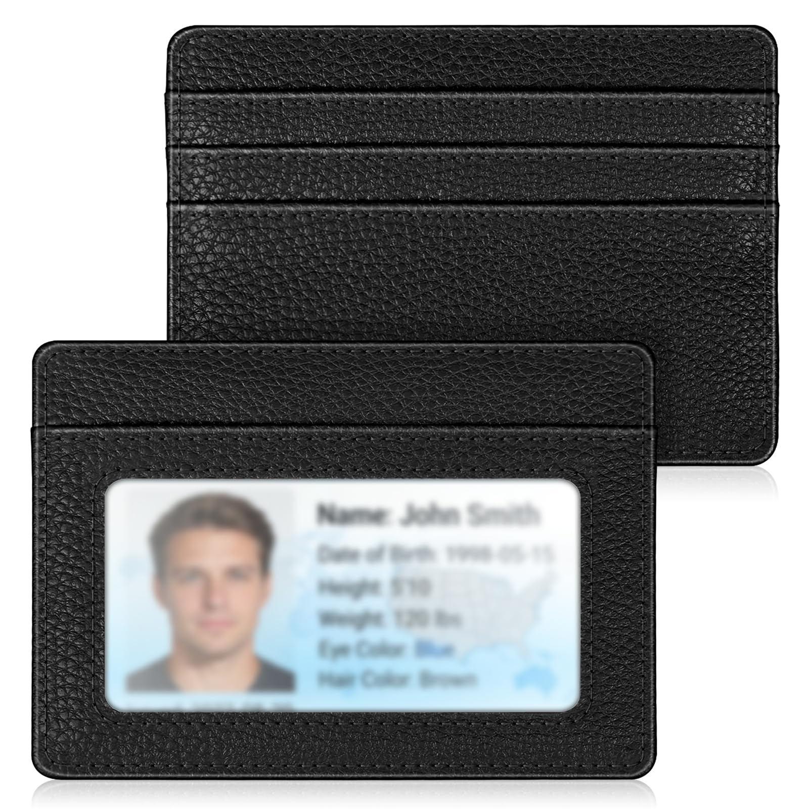 FINTIE Flache Geldbörse Kartenetui Ausweishülle, Premium Kunstleder RFID Schutz Slim Geldbeutel Kreditkartenetui mit ID-Fenster und Schnellzugriff-Fach für Herren Damen