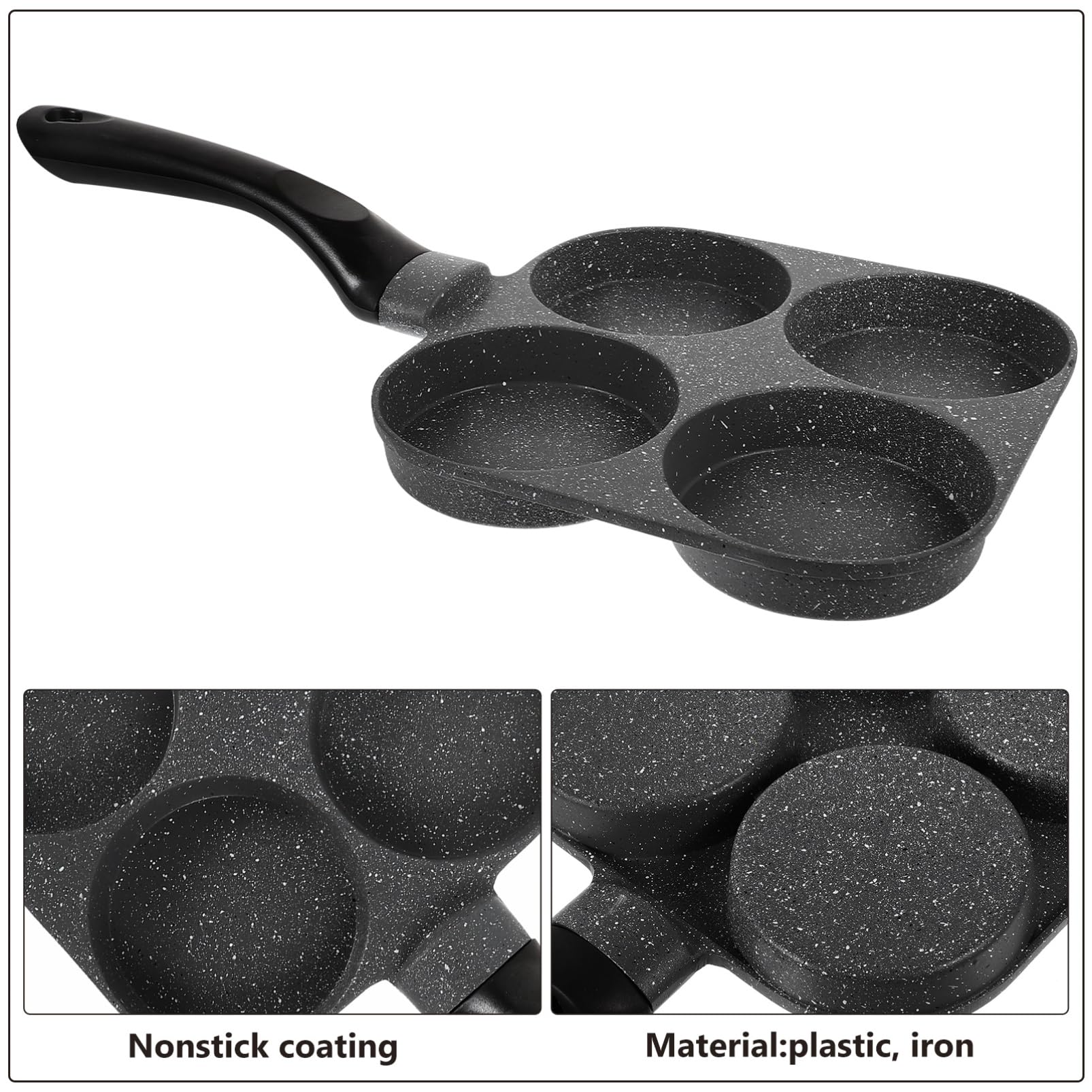 HOLIDYOYO Four-cavity Nonstick Frying Pan for Breakfast Cooking Easy to Clean Design for Omelets and Fried Eggs for Home Use