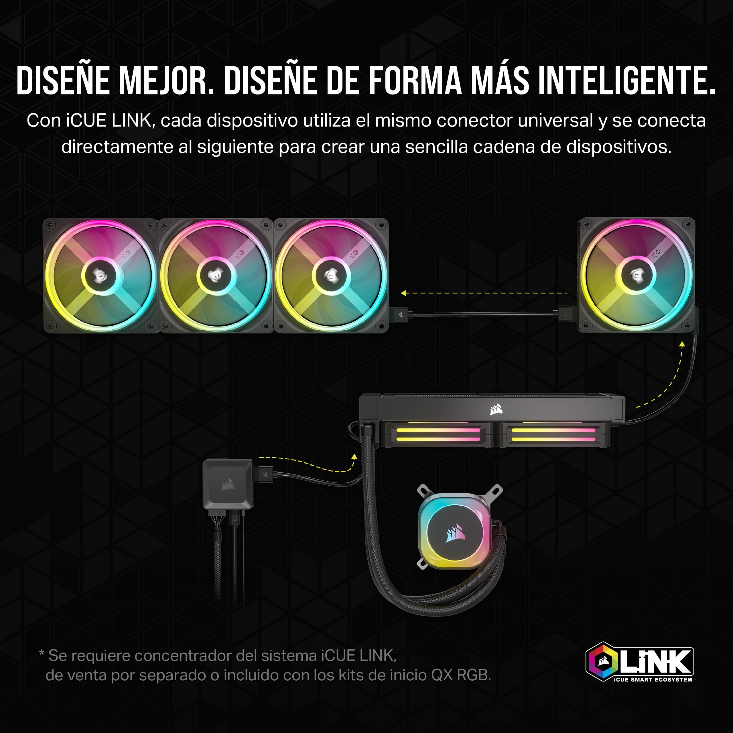 Corsair iCUE Link QX120 RGB RGB de Cúpula Magnética de 120mm Ventilador - Negro