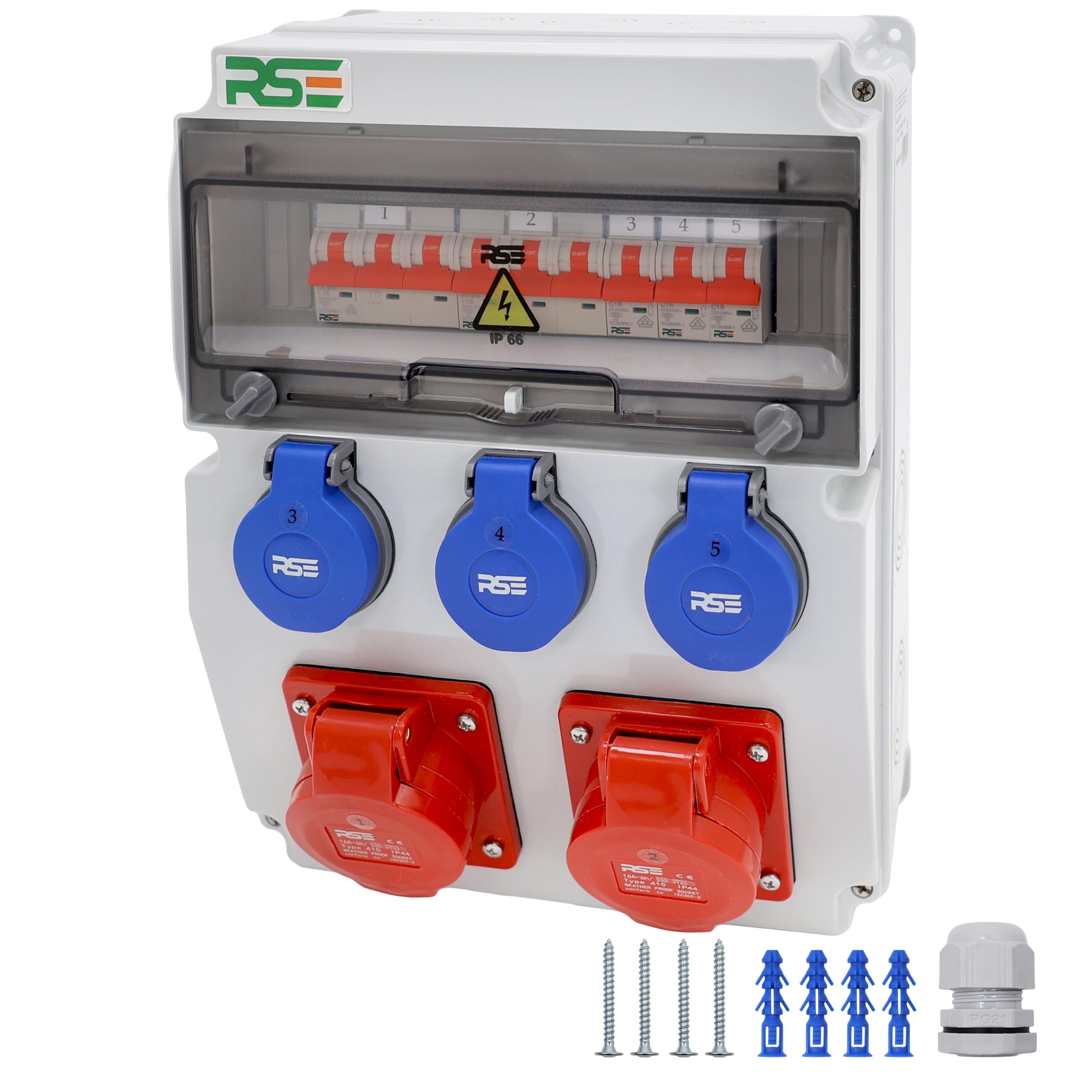 BAUSTROMVERTEILER WANDVERTEILER KOMPLETT VERDRAHTET 32A 16A 230V MIT CEE DOSE ZÄHLER IP65, 12. 1x32a 1x16a 3x230 MIT LS