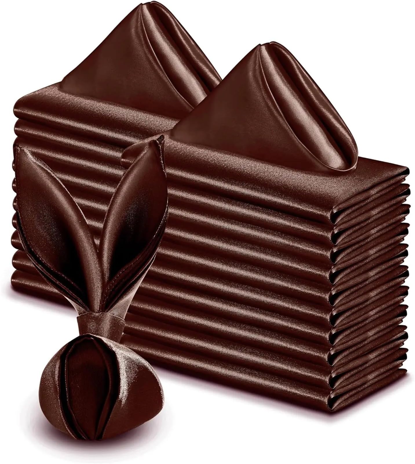 Cloth Dinner Table Napkins, Satin Dinner Napkins Multicolor 43x43cm 50pcs(Coffee)