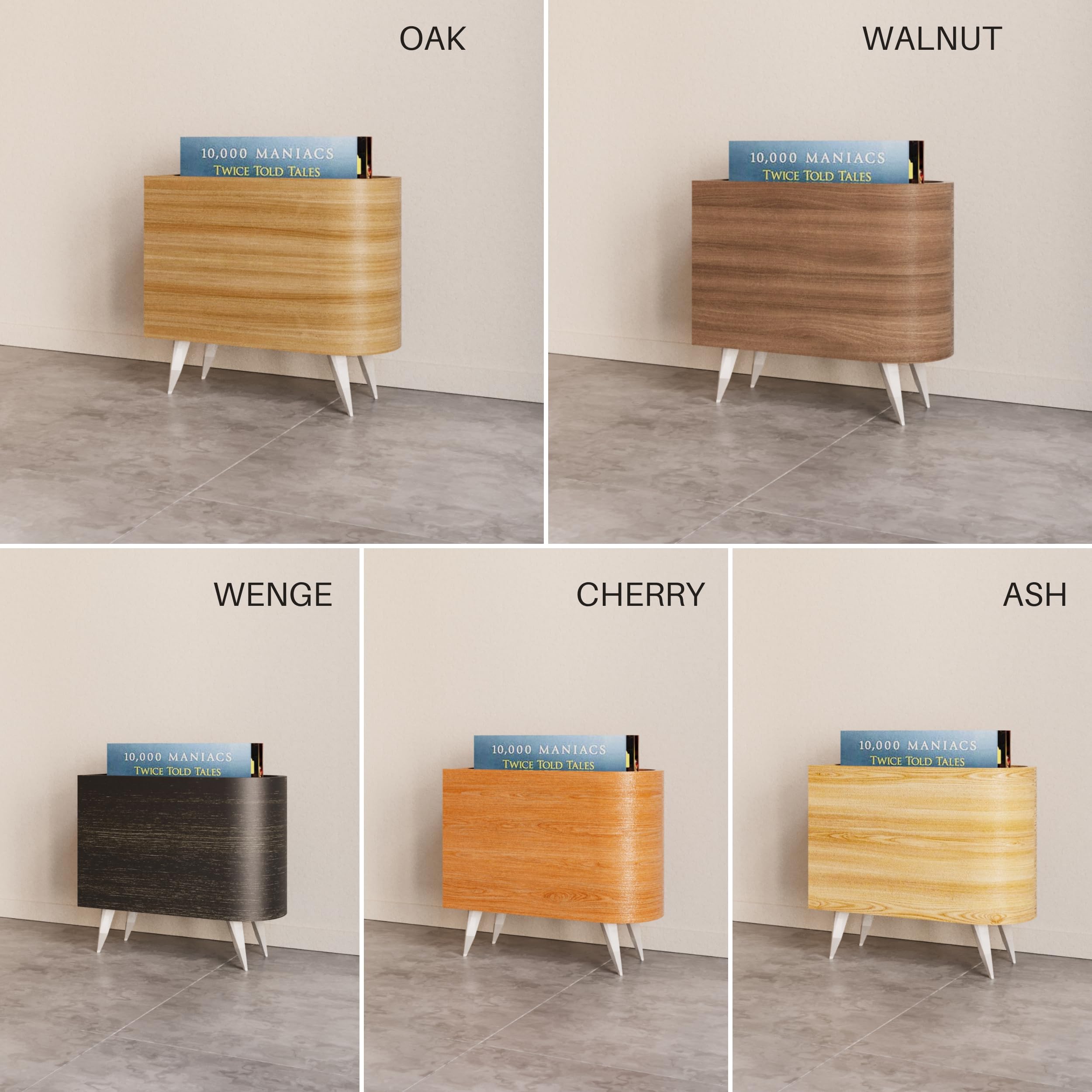 Supporto per dischi in vinile con decorazione dorata, porta riviste in legno, scatola per accessori per album, libreria compatta da pavimento, cassa per dischi (Wenge)