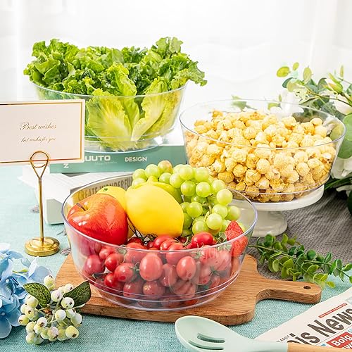 Miniatura 8 de Hioasis Paquete de 8 tazones de plástico transparente de 128 onzas, cuencos de plástico desechables resistentes para fiestas, aperitivos, ensaladas,