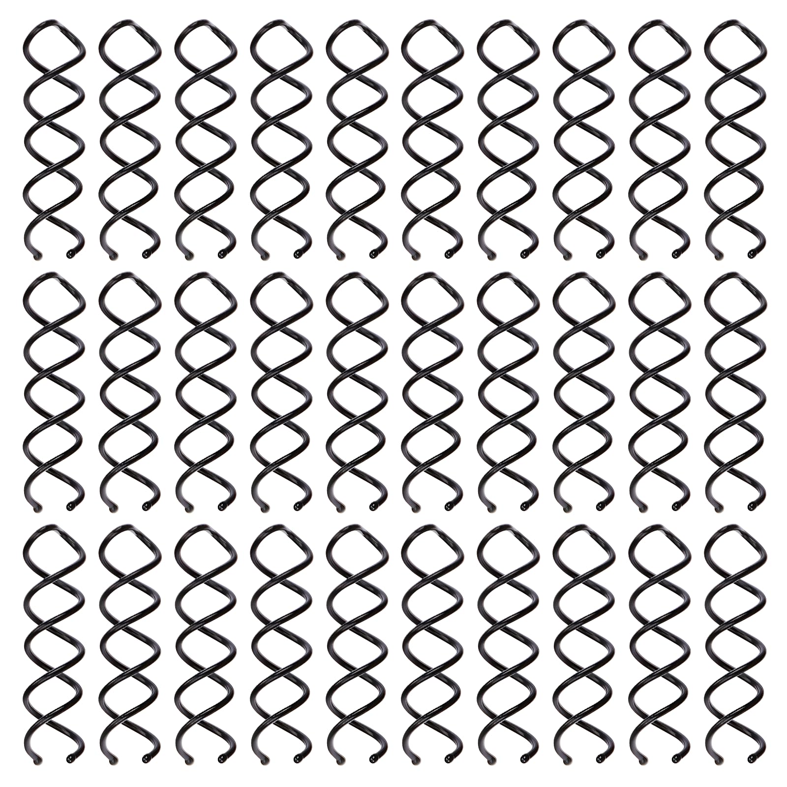 30-Piece Spiral Hair Pins, Twist Corkscrew Spin Pins with Non-Scratch Rounded Clips for Women's Hair Styling DIY (Black)
