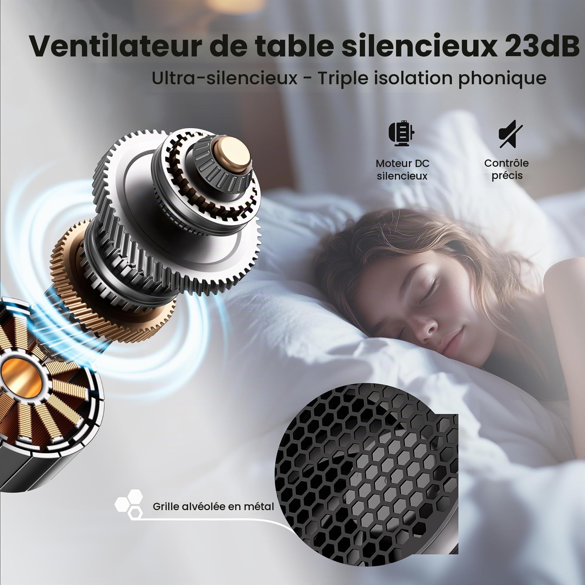kstime Ventilateur de Bureau USB en Alliage d’Aluminium