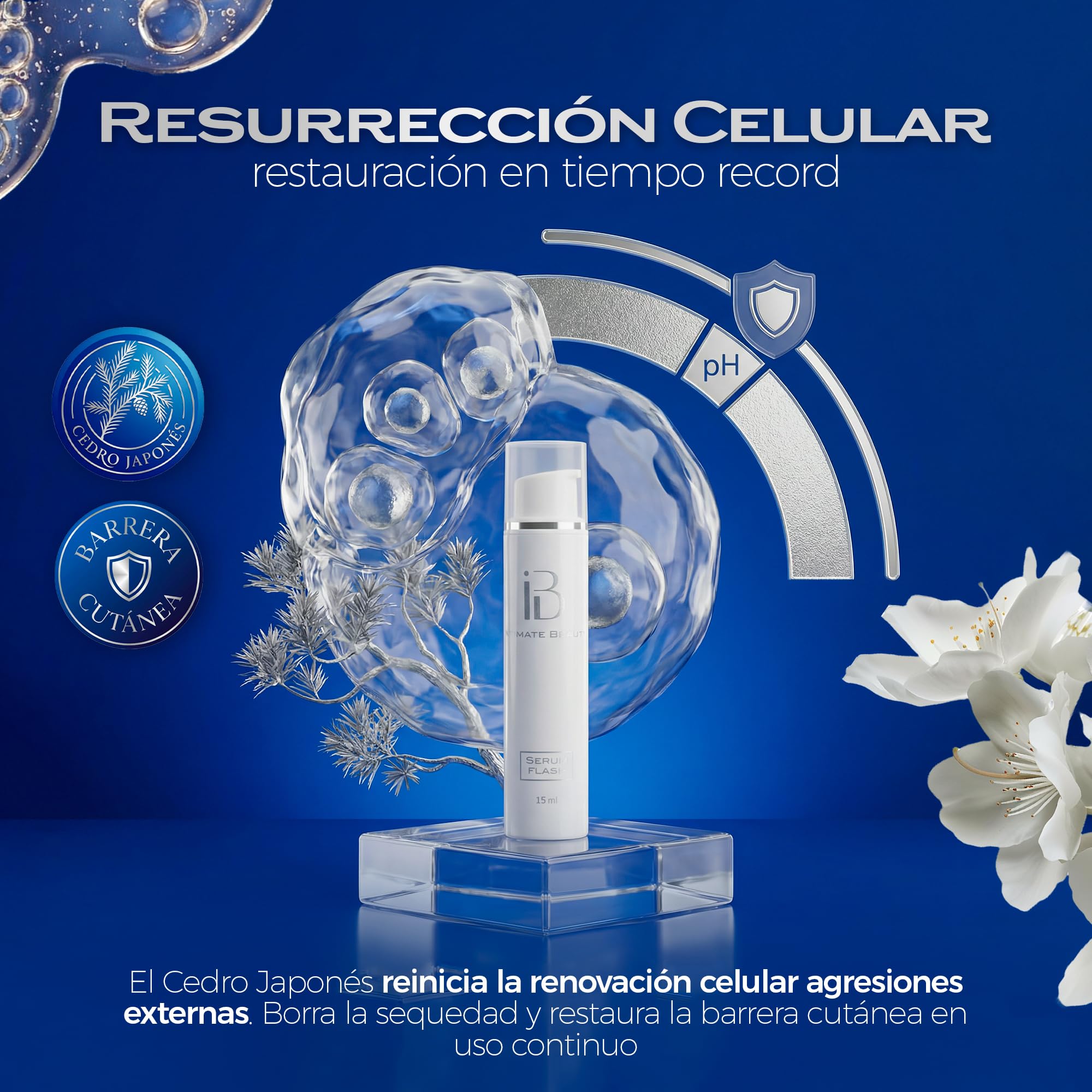 Intimate beauty sérum flash íntimo mujer 15 ml – reafirmante vulvar con ácido hialurónico | efecto lifting inmediato, regeneración celular y testado ginecológicamente