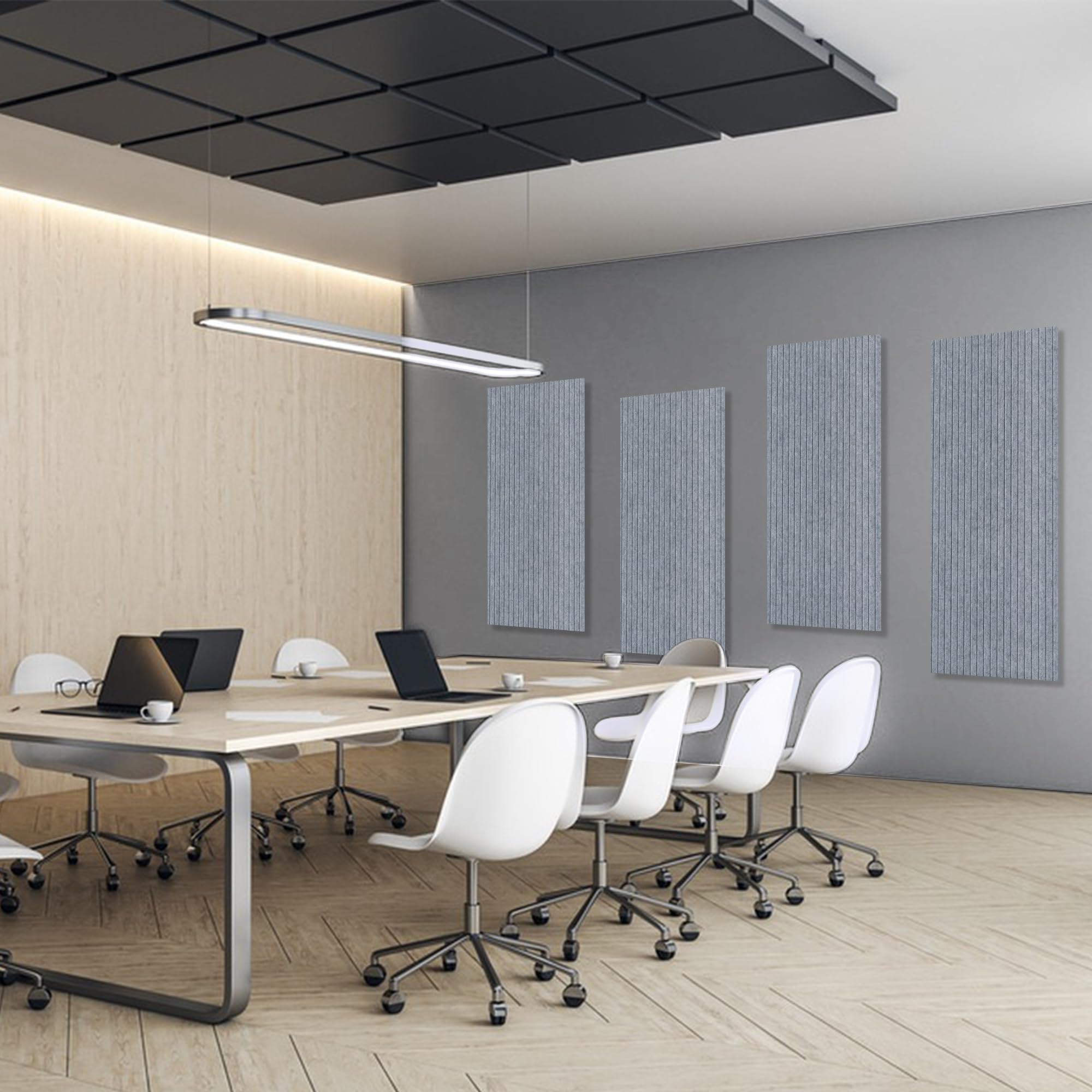 Paneles acústicos, paquete de 5 paneles acústicos de reducción de ruido para paredes, paneles de pared insonorizados de 48 x 24 x 0.4 pulgadas, paneles de pared acústicos de alta densidad, panel