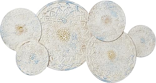 Miniatura 8 de Deco 79 Decoración de pared floral de madera para el hogar, escultura de pared intrincadamente tallada con diseño de mandala, arte de pared 47 x 2 x