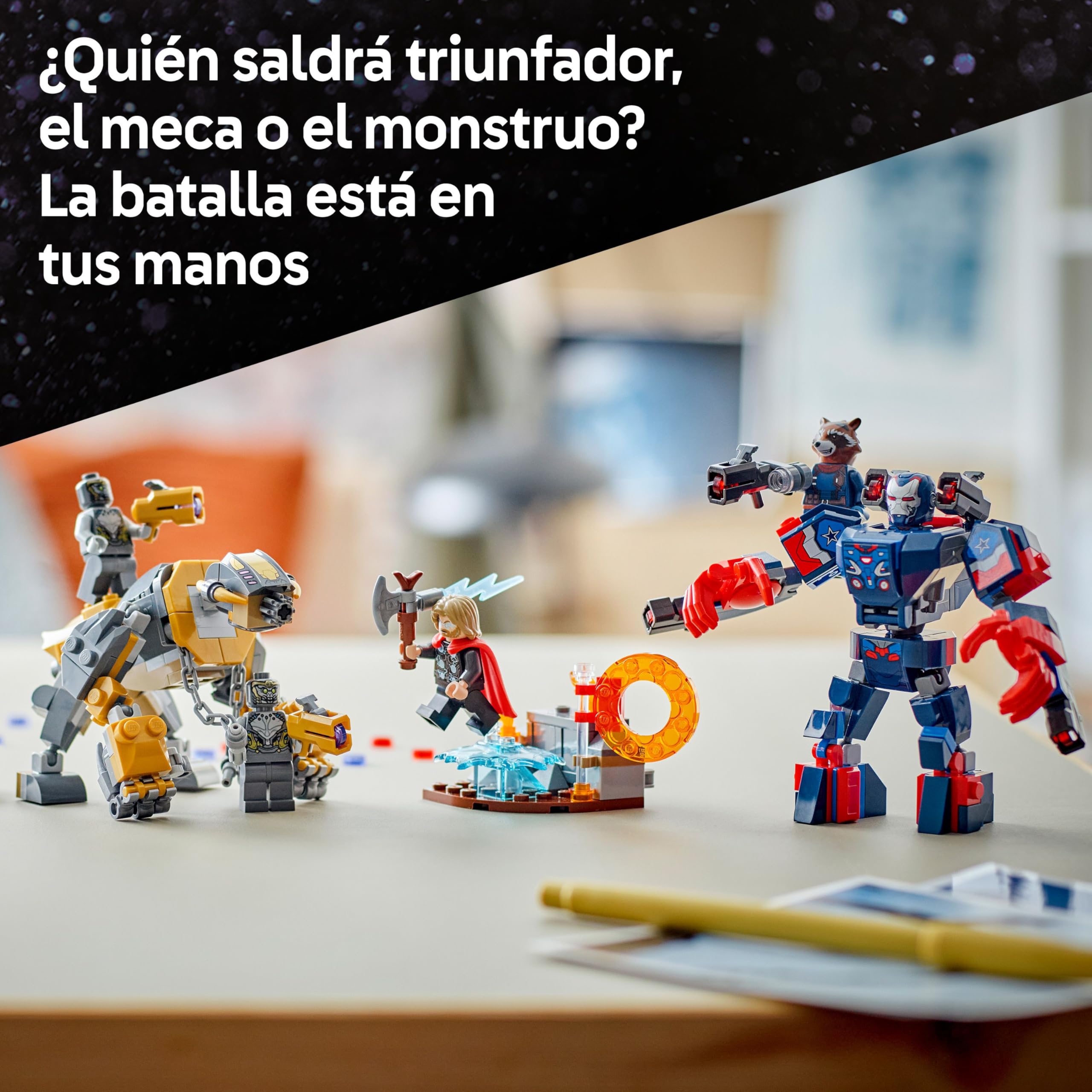 LEGO ǀ Marvel Thor de Vengadores: Endgame vs. Chitauri - Juguete de Superhéroes con Meca, Figura de Gorila y 7 Minifiguras Inc. Thor, Rocket e Iron Patriot MK2 - Regalo para Niños de 8+ Años