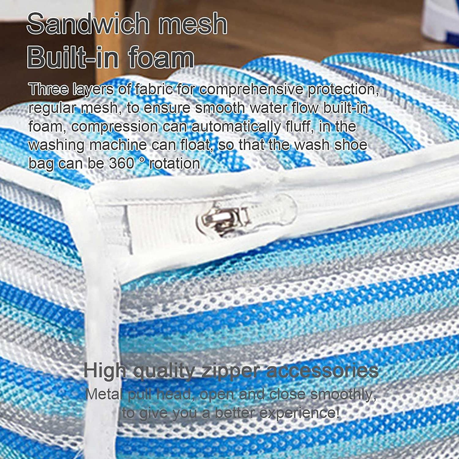 Bolso de lavandería de zapatos de 4 piezas, bolsa de secador de lavandería de malla, lavadora y bolsa de zapatos con cremallera for proteger la ropa delicada, adecuado for el almacenamiento y el viaje