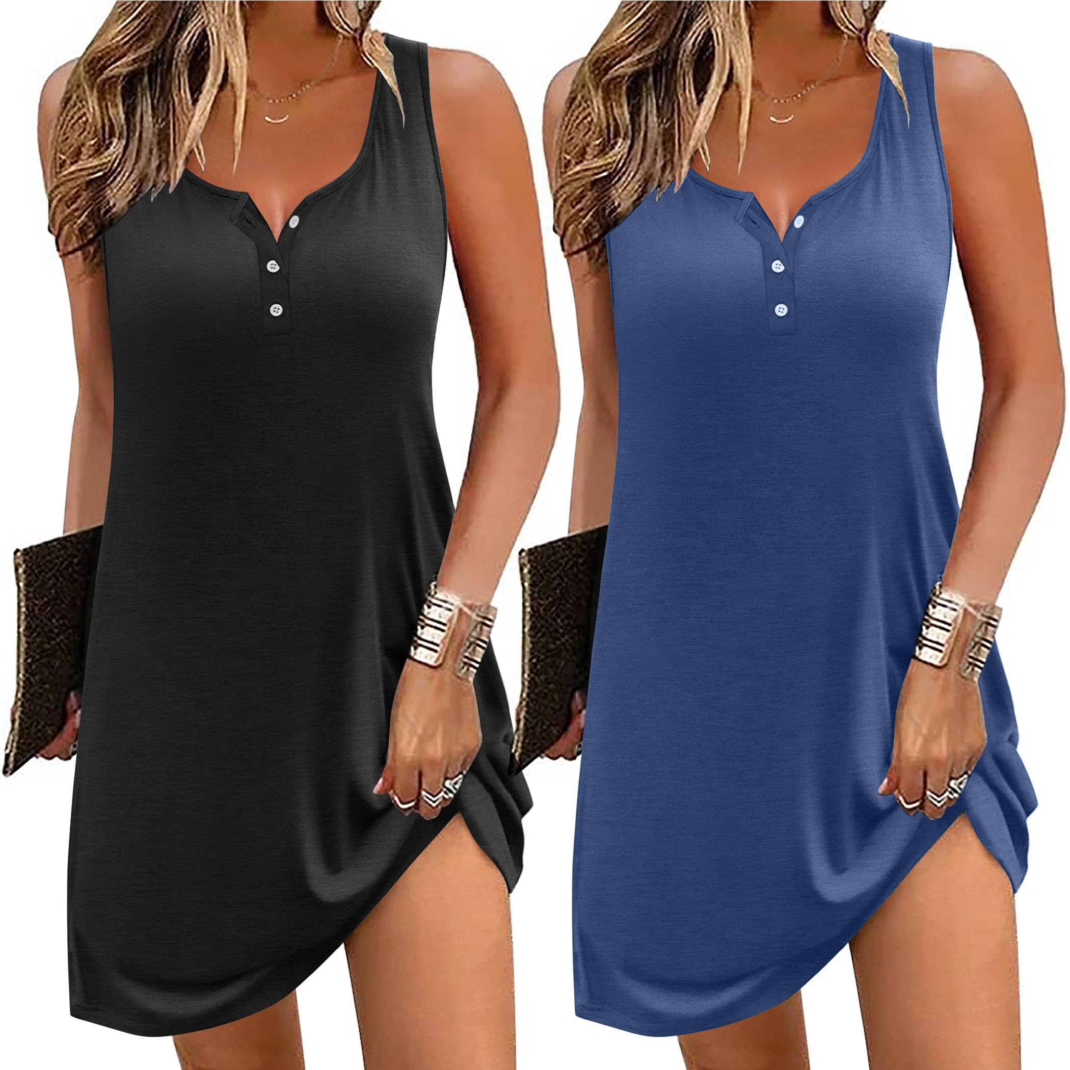 Ekouaer Button Nightgown