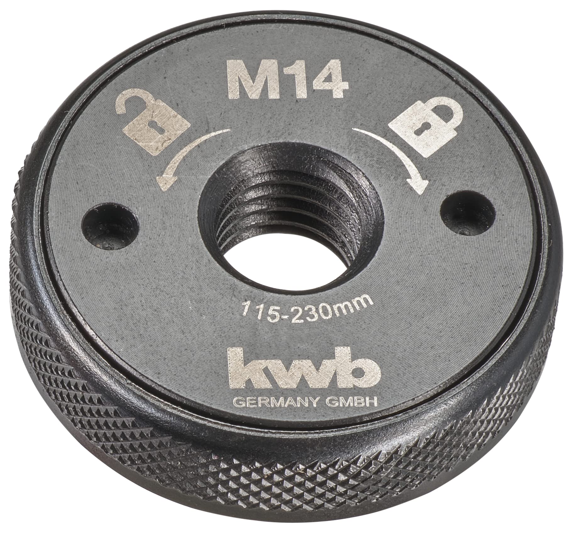 kwb Tuerca de liberación rápida para amoladora angular M14, liberación rápida para discos de corte de 115-230 mm, cambio sin herramientas sin llave