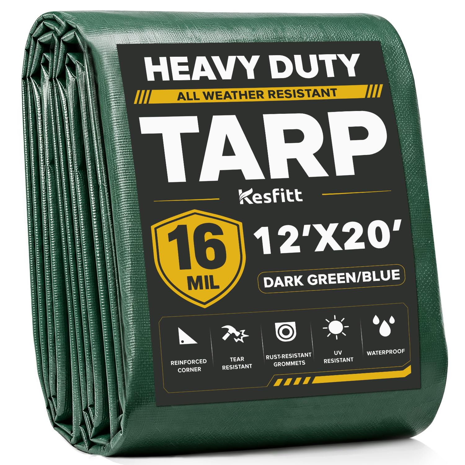 Kesfitt 16 Mil Heavy Duty Waterproof Tarp