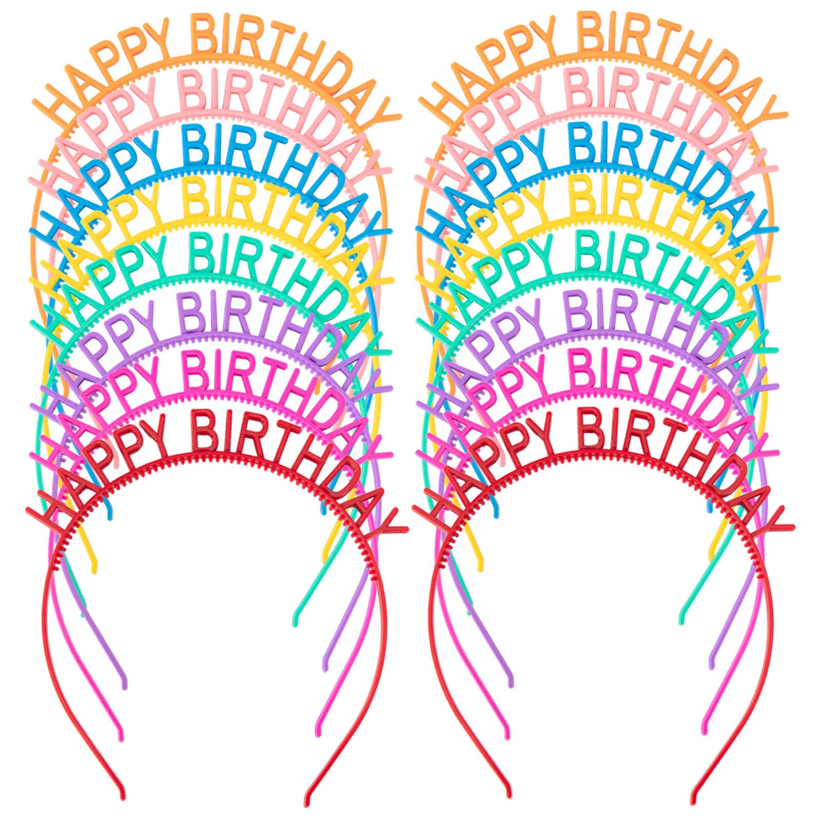 16PCS Happy Birthday Headband Plastic Hair Hoops Bands Clasps Party Decoration Tiara Crowns Accessories for Kids Girls Women Teens Toddlers