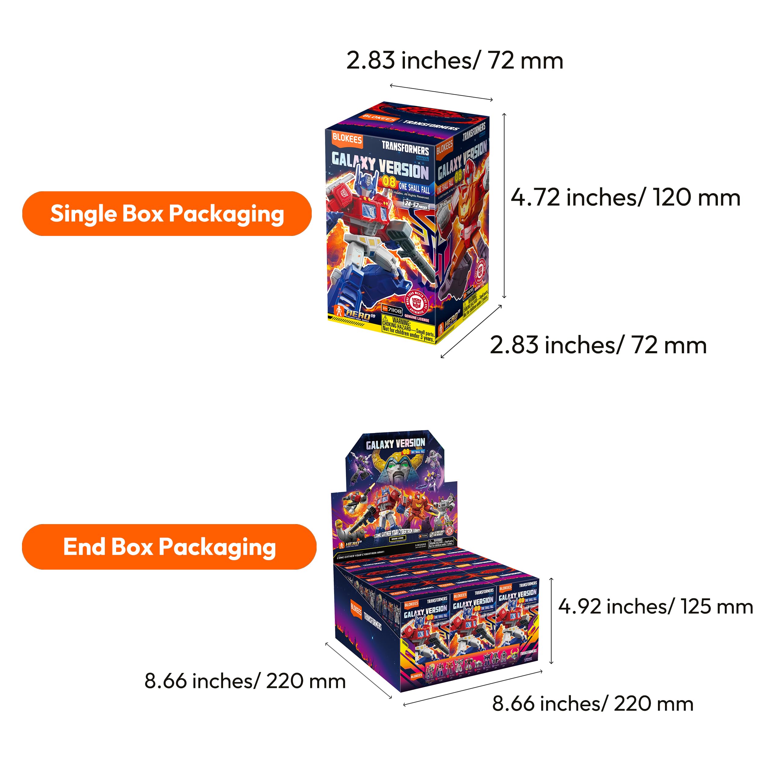 BLOKEES - Transformers - Galaxy Wersja 08: One Shall Fall - Zestaw 9 przegubowych figurek Transformers 10 cm - Do złożenia - Zestaw do modelu - Oficjalna licencja - Zabawka dla dzieci od 10 lat +