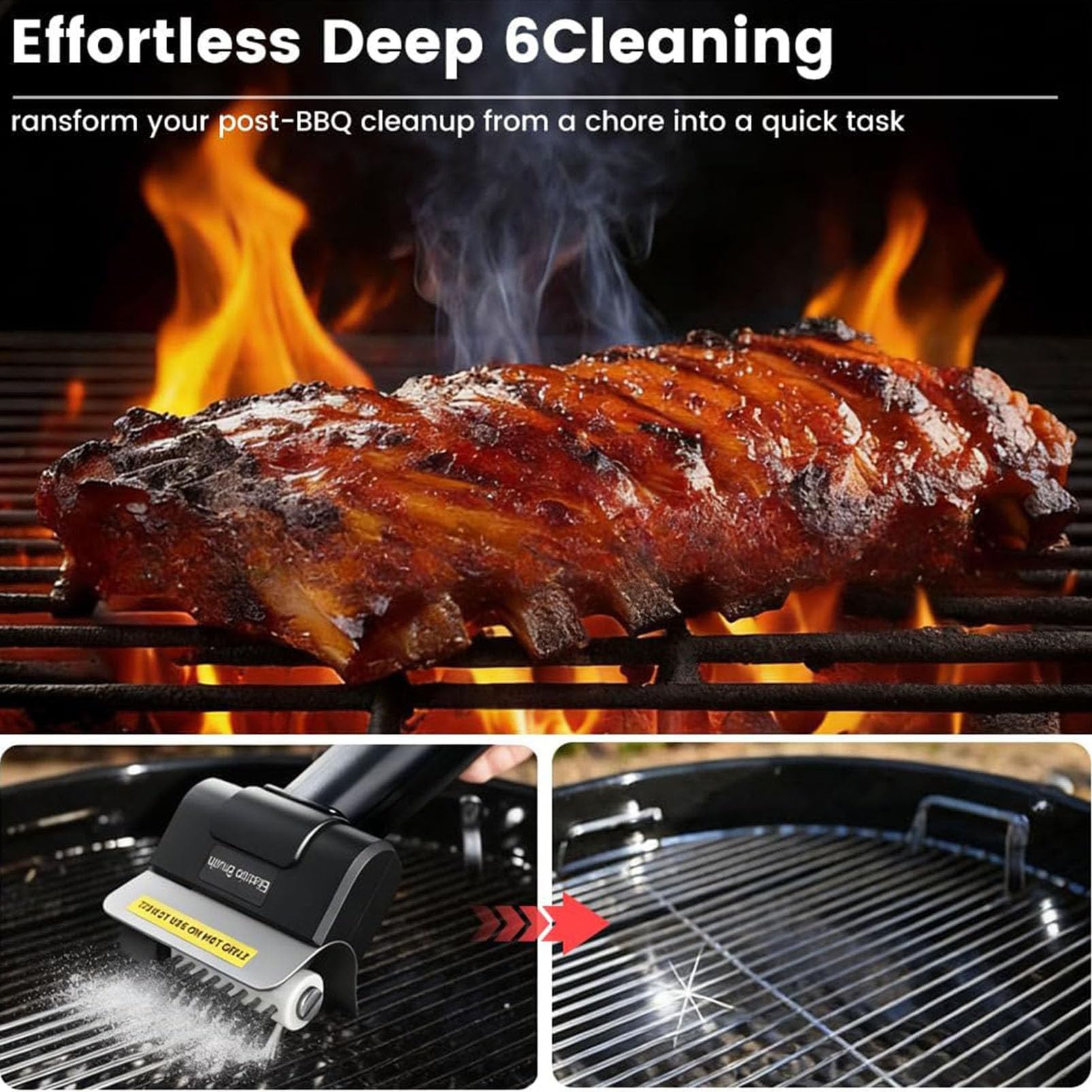 Cepillo Eléctrico para Parrilla, Limpiador Recargable, Cabezal de Acero Inoxidable 304, 700Rpm, Batería 2000Mah, Limpiador de Parrilla Exterior para Barbacoas, Parrillas Exteriores