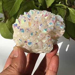 ARrase Cristal Blanco electrochapado Cuarzo Cristal Racimo Espécimen Piedra Reiki Decoración decoración de la habitación (Size : 130-150g)