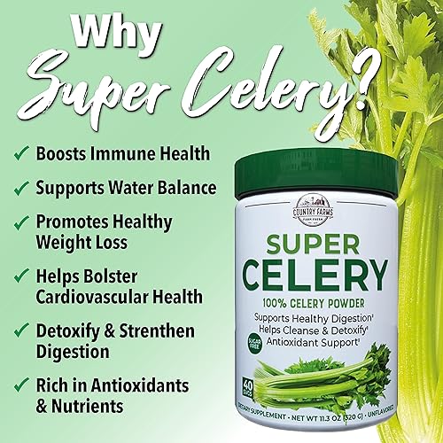 Miniatura 5 de COUNTRY FARMS Super apio en polvo, 100% apio en polvo, apoya una digestión saludable, ayuda a limpiar y desintoxicar, soporte antioxidante, 40