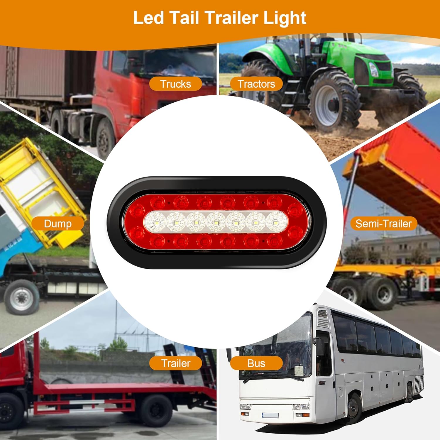 LED Trailer Tail Lights - 23 LED 12V Waterproof Brake & Turn Signal Lamp for Trucks, Trailers, RVs, Boats (Easy Surface Mount Replacement) (4)