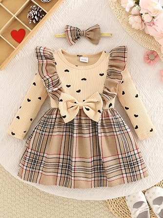 Baby Long Sleeve Fall Dress Baby Girl Clothes Ruffle Toddler Casual Dress Infant Cute Clothes Winter Outfits