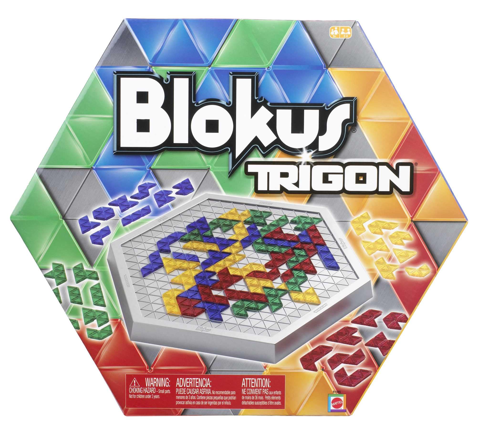 Mattel Games Blokus Trigon, Jeu de Société et de Stratégie avec des pièces Triangulaires, 2 à 4 Joueurs, dès 7 Ans, R1985