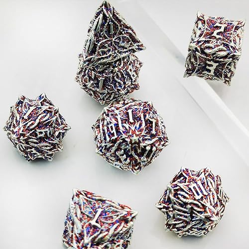 Miniatura 7 de Juego de dados de metal DND Flash Magic Vine Leaf 7 piezas de dados poliédricos D&D aplicables a DunFgeons and Dragons Gift Juego de dados de rol
